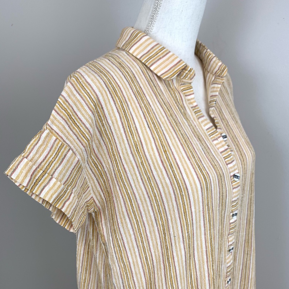 Mo:vint Button Down Striped Long Blouse - Picture 3 of 7